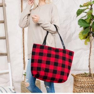 Buffalo Plaid Totebag - red/black